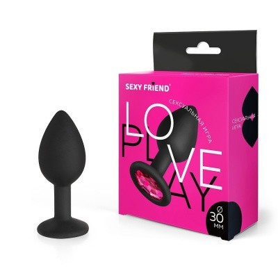 Силиконовая анальная втулка, L 73 мм D 30 мм, чёрная, цвет кристалла рубиновый, силикон Силиконовая анальная втулка, L 73 мм D 30 мм, чёрная, цвет кристалла рубиновый, силикон