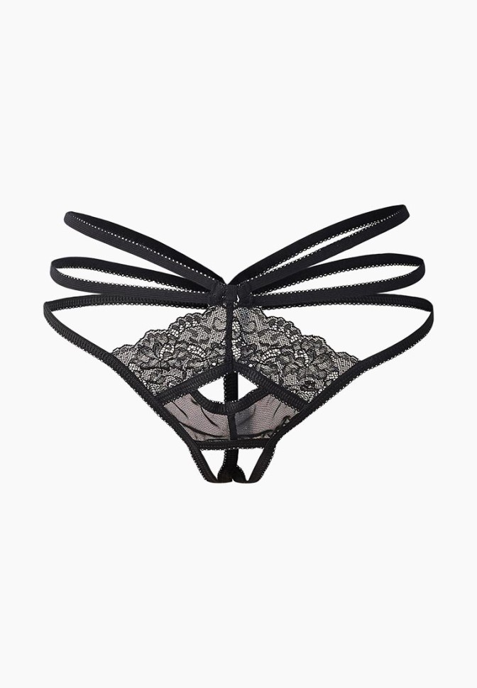 Экстравагантные черные трусики с доступом и переплетением лент сзади Easy to love Экстравагантные черные трусики с доступом и переплетением лент сзади Easy to love