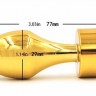 Анальная пробка металл золото с желтым стразом 7,8х2,9см