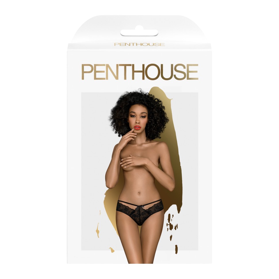 Кружевные трусики с бантиком и ремешком Adore me black (M/L)
