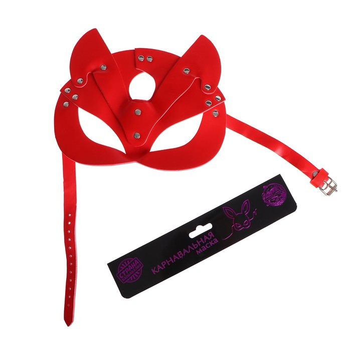 Карнавальный маска Кошка, цвет красный