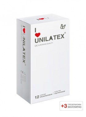 Презервативы Unilatex Ultrathin 12шт+3 шт