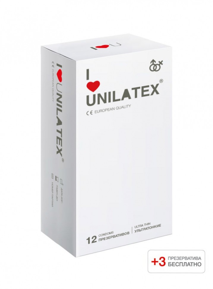 Презервативы Unilatex Ultrathin 12шт+3 шт