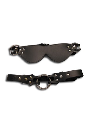 Маска + кляп-рамка FF  Eye mask  ring gag кожаная