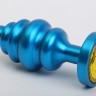 Пробка фигурная металл 7,3х2,9см синяя с желтым стразом