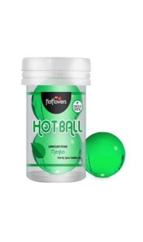 Лубрикант AROMATIC HOT BALL на масляной основе в виде двух шариков с ароматом мяты.