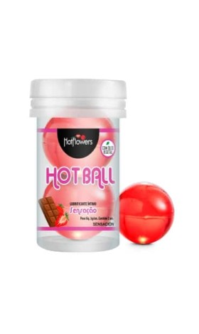 Лубрикант AROMATIC HOT BALL на масляной основе в виде двух шариков с ароматом клубники