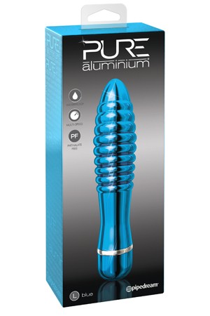 Вибромассажер Pure Aluminium - blue large  рельефный голубой