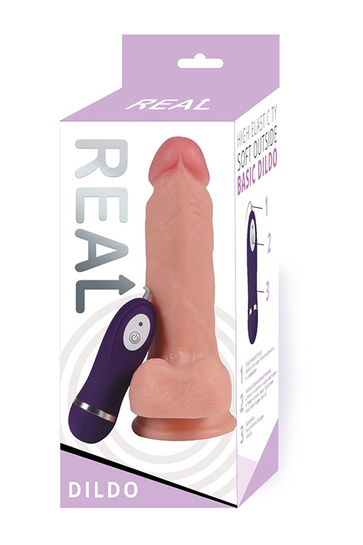 Реалистичный фаллоимитатор REAL с вибрацией и пультом управления, PVC, 17х4 см