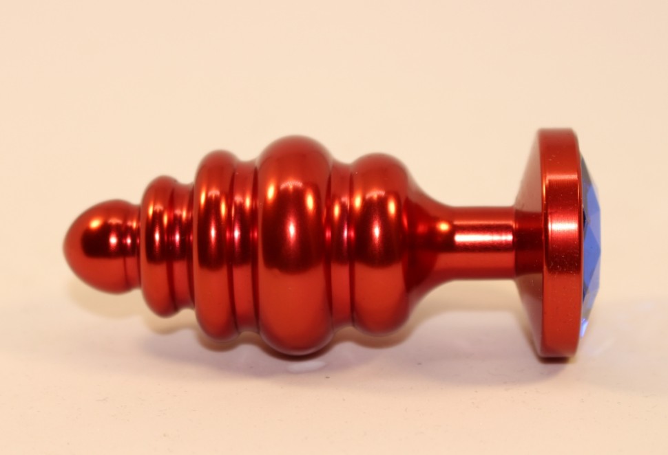 Пробка металл 7,3х2,9см фигурная красная синий страз