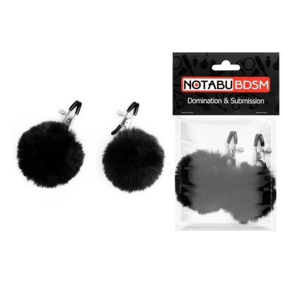 ЗАЖИМЫ ДЛЯ СОСКОВ С ПУШКОМ цвет чёрный