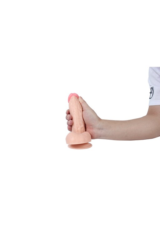 Реалистичный фаллоимитатор REAL с мошонкой на присоске, PVC, 14х4 см.