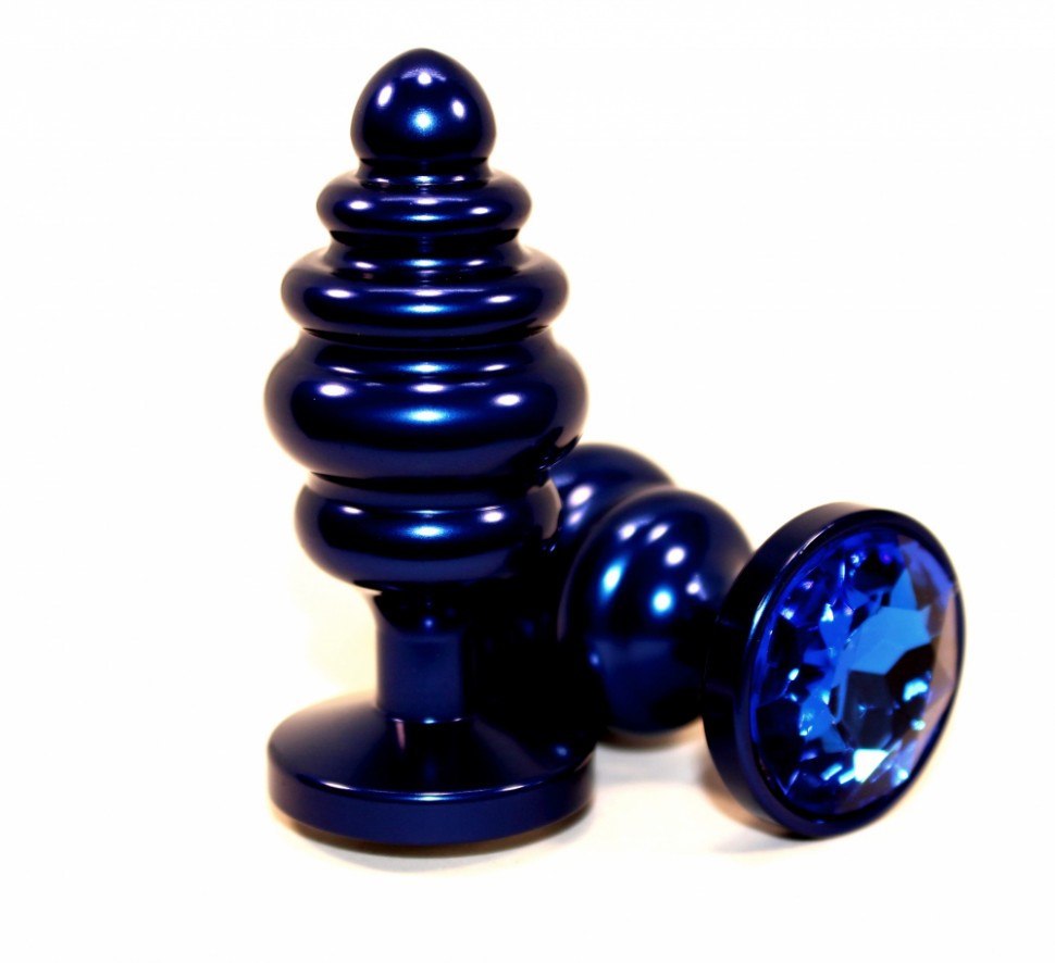 Пробка металл 7,3х2,9см фигурная черная синий страз
