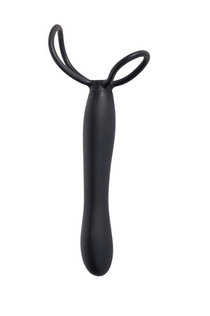 Фаллоимитатор-страпон с эластиными кольцами для двойного проникновения MOJO - BLACK JACK чёрный (Чер