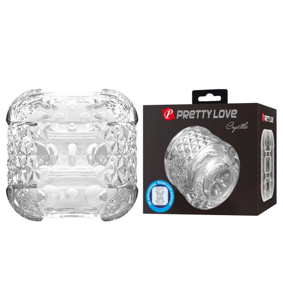 Маструбатор Pretty Love Crystle TPE с двойными отверстиями,ширина: 6 см, длина: 6 см