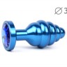 Втулка анальная BLUE PLUG MEDIUM (синяя), L 80 мм D 34 мм, вес 90г, цвет кристалла синий