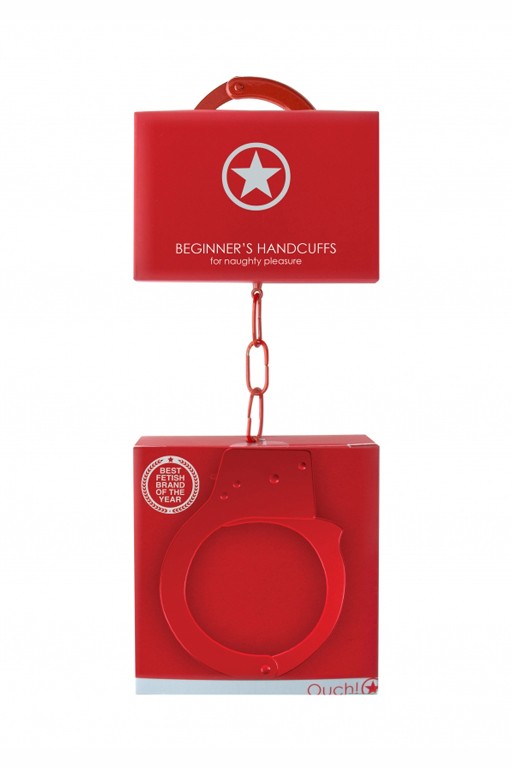Металлические наручники Beginner's Handcuffs, красные
