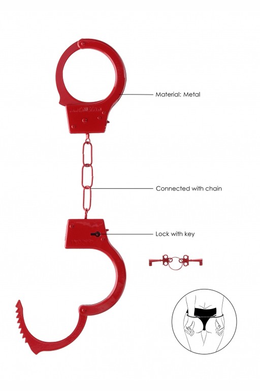 Металлические наручники Beginner's Handcuffs, красные