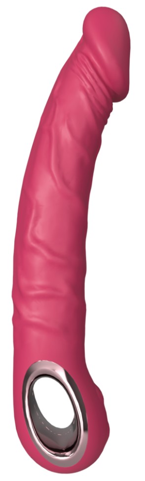 Силиконовый вибратор розовый с текстурированными венами и реалистичной головкой