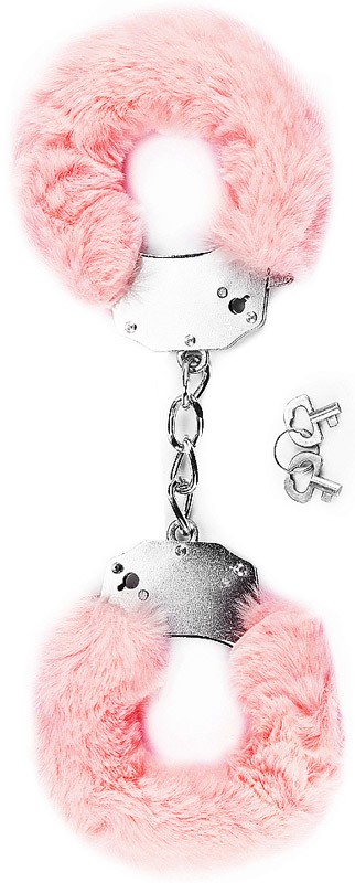 Наручники в меховой оплётке, цвет розовый
