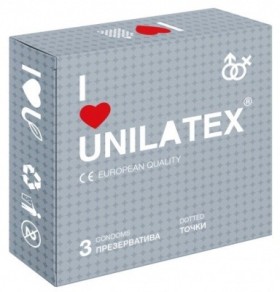 Презервативы Unilatex &quot;Dotted&quot; с точечной поверхностью, 3 шт.,