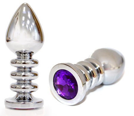 Втулка серебряная рифленая (металл.) цвет кристалла фиолетовый,