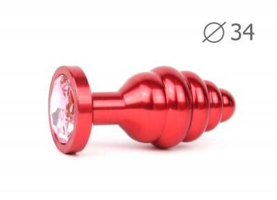 Втулка анальная RED PLUG MEDIUM (красная), L 80 мм D 34 мм, вес 90г, цвет кристалла розовы