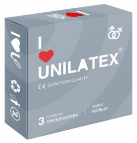 Презервативы Unilatex &quot;Ribbed&quot; с рифленой поверхностью, 3 шт.,