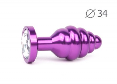 Втулка анальная VIOLET PLUG MEDIUM (фиолетовая), L 80 мм D 34 мм, вес 90г, цвет кристалла бесцветны