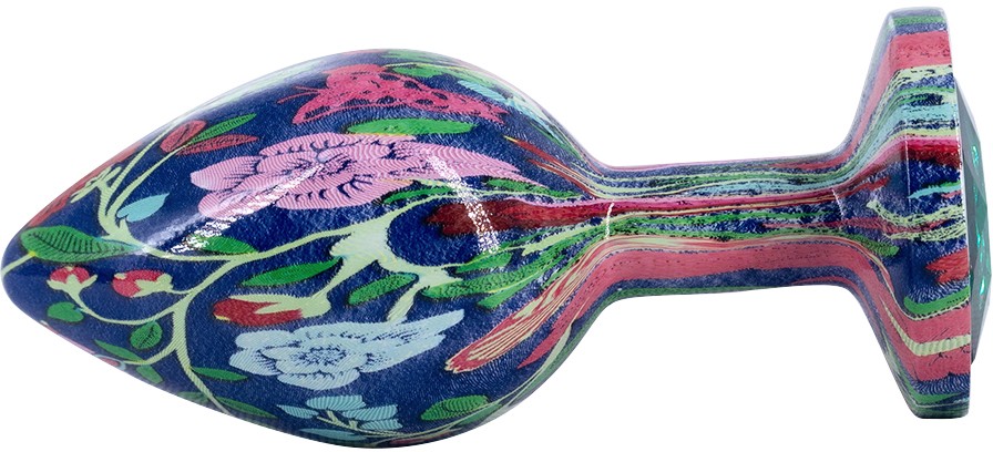 Эмалированная анальная пробка из алюминия с бирюзовым кристаллом