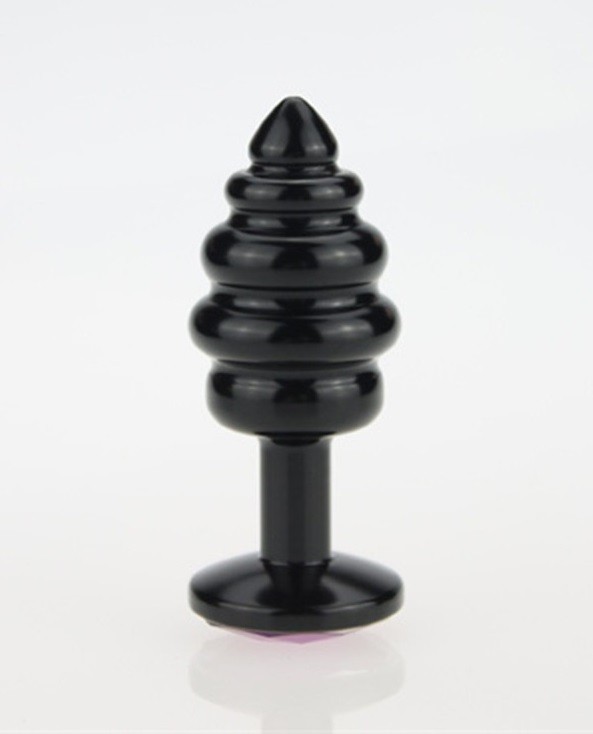 Фигурная черная пробка из металла с зеленым стразом 7,3х2,9см