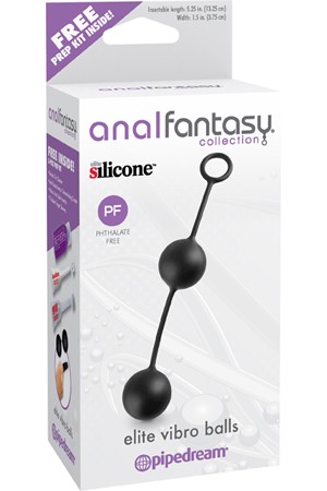 Анальные шарики Elte Vibro Balls со смещенным центром тяжести черные