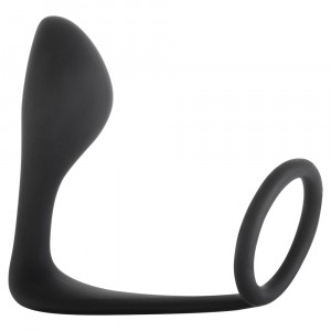 Мужской анальный стимулятор с кольцом на пенис Button Anal Plug Black