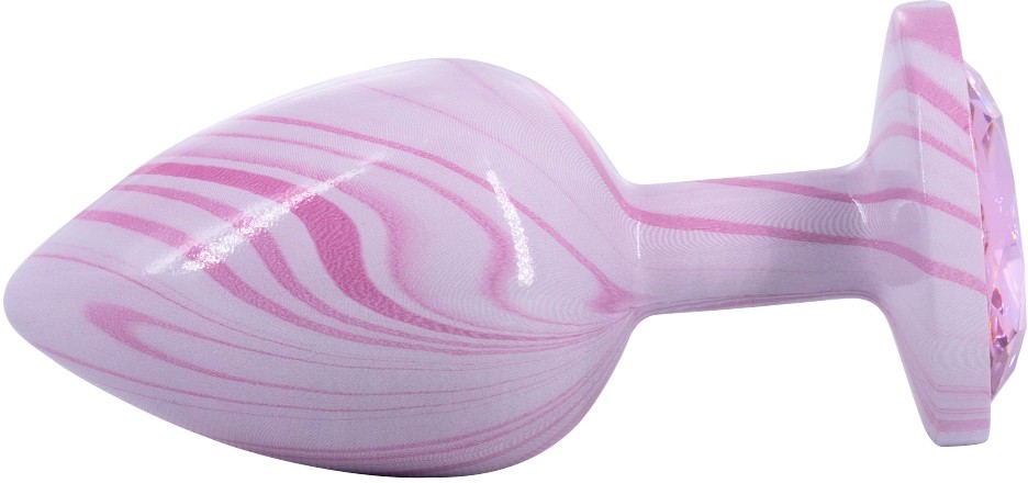 Эмалированная анальная пробка из алюминия со светло розовым кристаллом