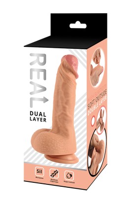 Реалистичный фаллоимитатор REAL Dual Layer, dual silicone, 14 х 4 см.