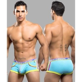 Мужские трусы боксеры бирюзовые Andrew Christian с карманами Pocket Sky-Blue XL