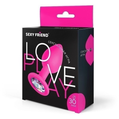 Втулка анальная фуксия, цвет кристалла бесцветный, силикон, L 73 мм, D 30 мм,