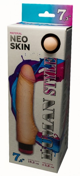 Вибромассажёр Human Style, рабочая длина- 18,5 см, максимальный диаметр- 3,8 см