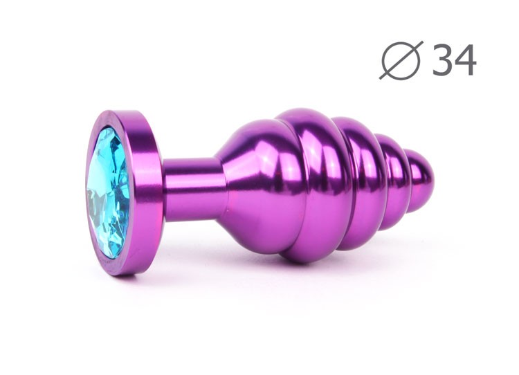 Втулка анальная "Violet plug medium" (фиолетовая), L 80 мм D 34 мм, вес 90г, цвет кристалла голубой