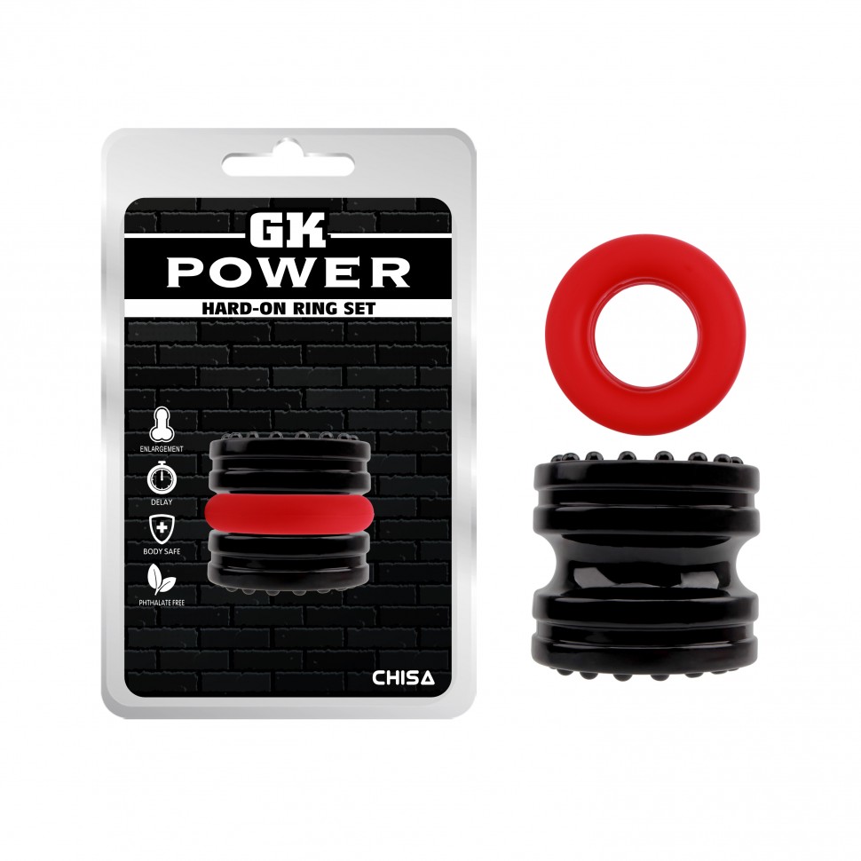 Набор из 2 эрекционных колец GK Power черно-красный