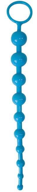 Стимулятор анальный (цепочка), цвет голубой, L 260 мм
