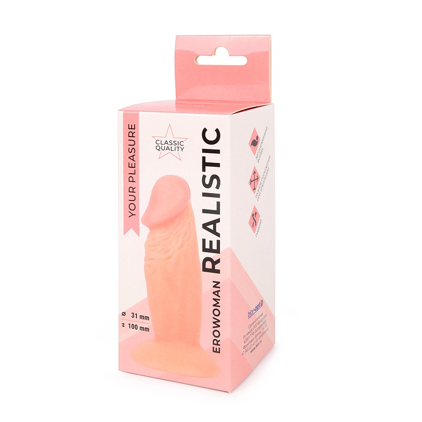 Фаллоимитатор реалистик  L рабочей части 100 мм D 31 мм, цвет телесный, PVC