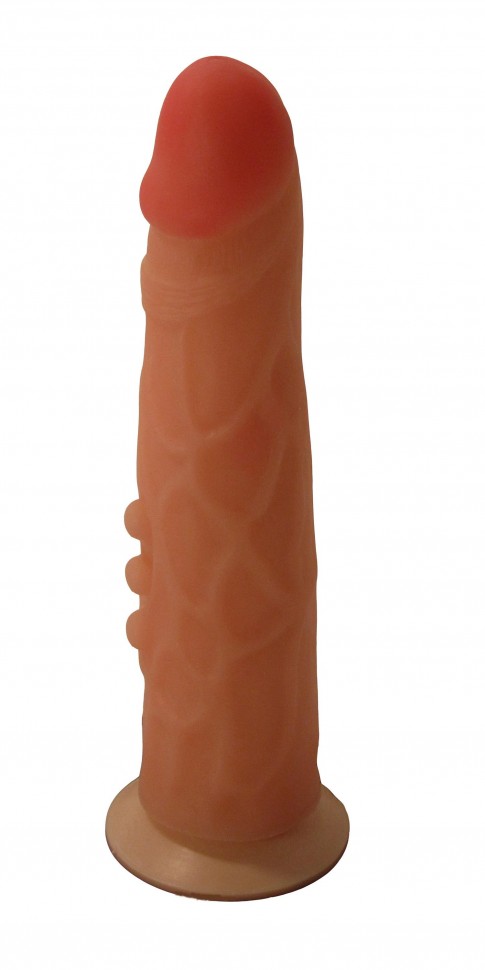 Фаллоимитатор на присоске Кибер-кожа, рабочая длина-21,5 см, максимальный диаметр -5 см