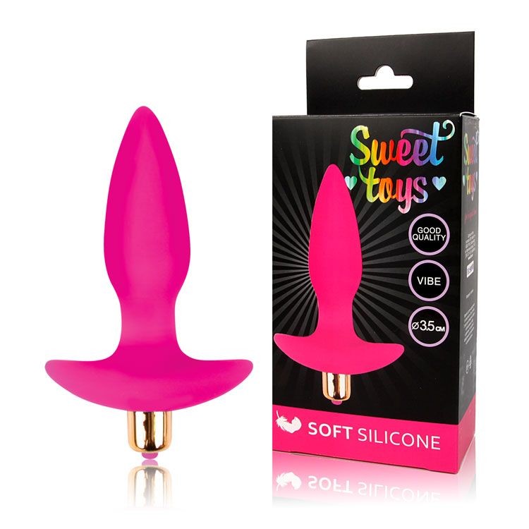 Втулка анальная с вибрацией, L 105 мм D 35 мм, цвет ярко-розовый