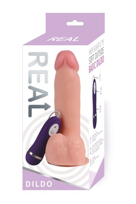 Реалистичный фаллоимитатор REAL с вибрацией и пультом управления, PVC, 20х3 см