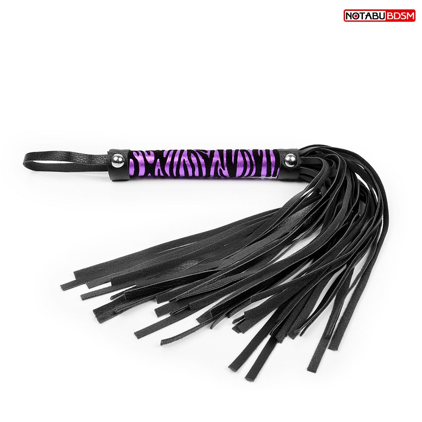 Плетка L ручки 150 мм, L хвоста 240 мм, цвет чёрный/фиолетовый