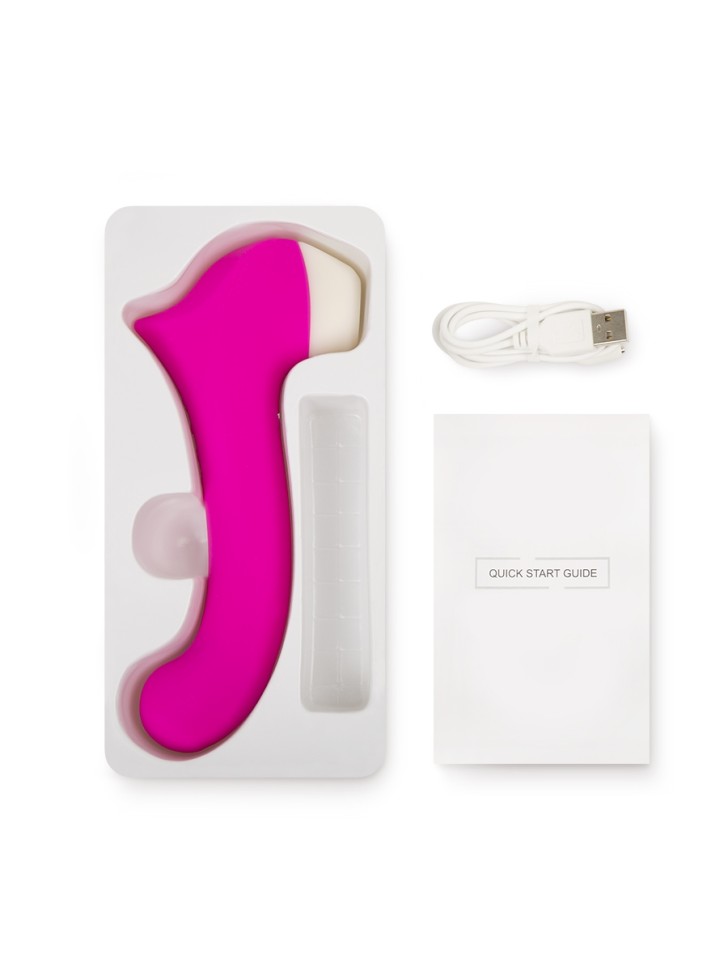 Мистер Факер Caldo (розовый)- вакуумный клиторальный стимулятор с подогревом, 19х3 см