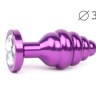 Втулка анальная VIOLET PLUG MEDIUM (фиолетовая), L 80 мм D 34 мм, вес 90г, цвет кристалла бесцветны
