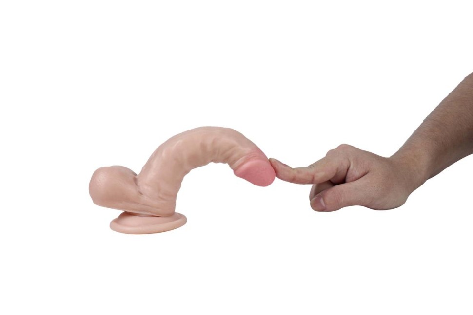 Реалистичный фаллоимитатор REAL с мошонкой на присоске, PVC, 17x3,5 см.