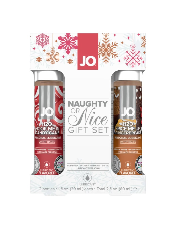 Набор вкусовых лубрикантов JO Naughty or Nice "Рождественский леденец/Имбирный пряник" по 30 мл.